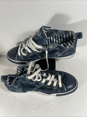 Coach Hi-Tops Franca Navy C-Logo Women's Size 7.5